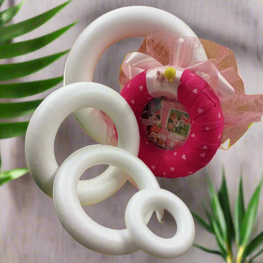 polistirolo forme semicerchi base piatta anelli ghirlande Natale decorare corona fiocco nascita fuoriporta natalizi pasquale uso hobby creativi materiali decorazioni addobbi albero