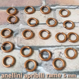 minuterie metalliche rame anellini apribili 5 mm per orecchini portachiavi bigiotteria gioielli perline