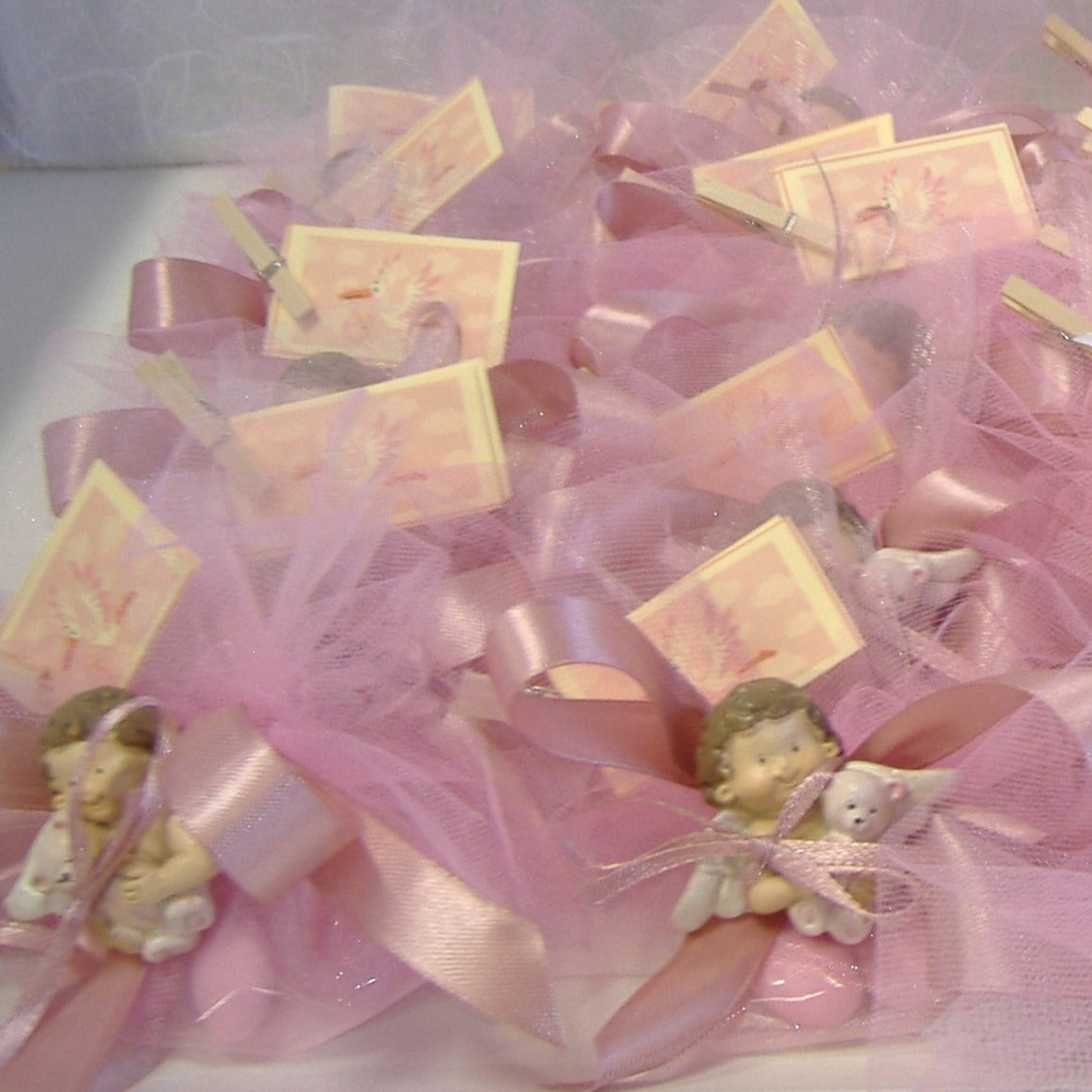 confettata vassoio di angioletti bomboniere battesimo magnete forma angelo con calamita per nascita babyshower femminucce gemelline
