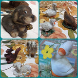 animali presepe statuine terracotta resina mini giardino cani oche scoiattolo pecore galline decorativi per uso decorazioni pasquali confezioni sorprese uova regalini ricordini gadget