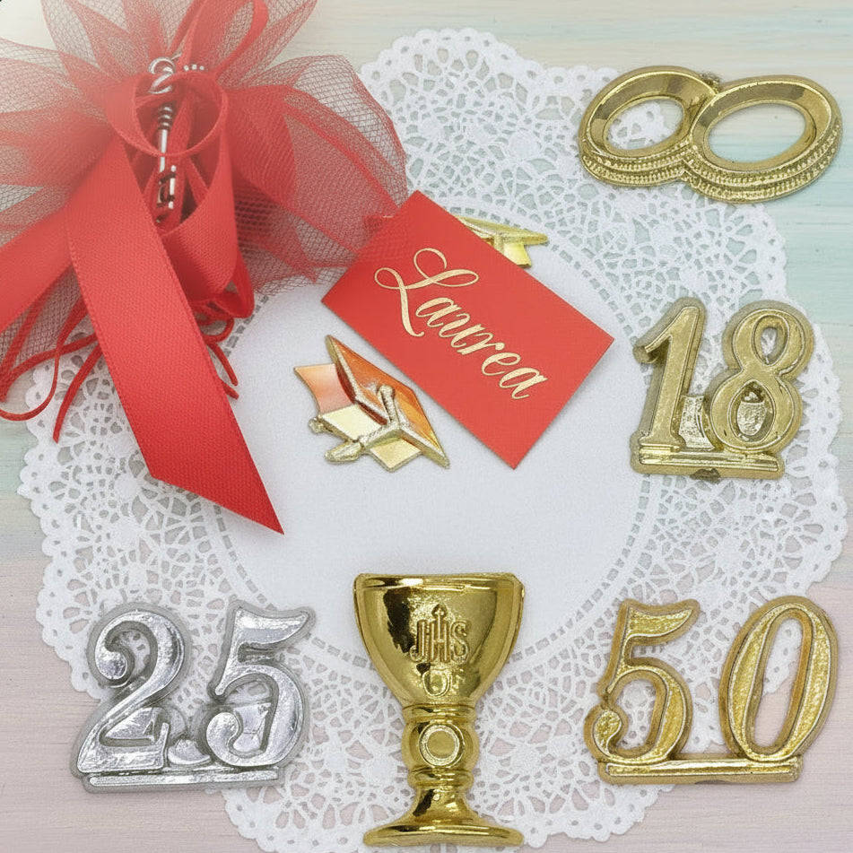 numero 18 25 50 tocco laurea calice comunione fedi matrimonio applicazioni bomboniere fai da te simboli in plastica per confezioni