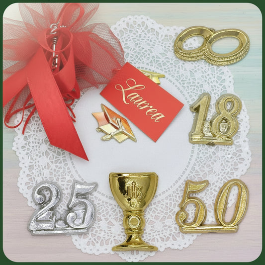 numero 18 25 50 tocco laurea calice comunione fedi matrimonio applicazioni bomboniere fai da te simboli in plastica per confezioni