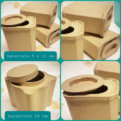 barattoli 9-11 cm articoli per decoupage oggetti di cartone ecrù da decorare in hobbistica creativa per decorazioni cucina casa ristorante allestimento vetrine