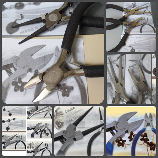 Negozio vendita on-line attrezzi per bijoux di perline lavorazione bigiotteria creazione gioielli con pinze e tronchesino per schiaccini perle