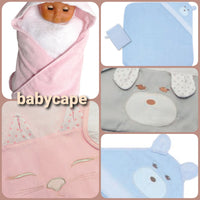 Accappatoio BabyCape mantellina per ricamo punto croce bambini neonati Rosa gattino orsetto azzurro grigio