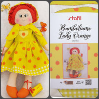 Lady Orange 100 x 70 cm pannello Bamboliamo Doll Stafil tessuto cartamodelli stampati disegnati per bambole di stoffa pezza cucito creativo pigotta fatta a mano