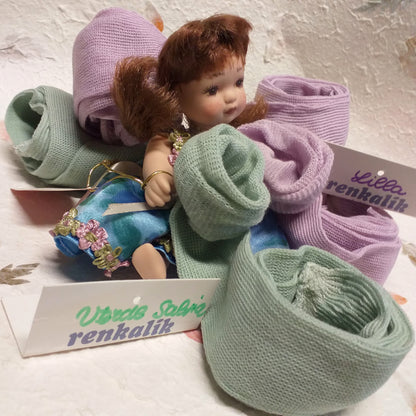 mini tubolari elasticizzati per braccia gambe bambole renkalik lilla verde salvia uso creazioni fai da te pigottine bamboline di stoffa pezza tessuto