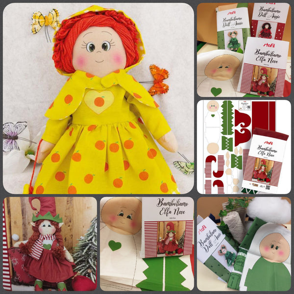 Lady Orange Doll Annie Angie elfa neve 100 x 70 cm pannello Bamboliamo Doll Stafil tessuto cartamodelli stampati disegnati per bambole di stoffa pezza cucito creativo pigotta fatta a mano