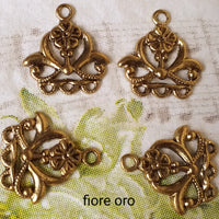 fiori oro antico basi per bigiotteria orecchini bijoux ciondoli filigrane di metallo da charms trinkets e chiusura collane bracciali