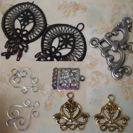 negozio basi per bigiotteria orecchini bijoux ciondoli filigrane di metallo e uncinetto macramè