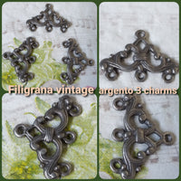 vintage argento triangolo basi per bigiotteria orecchini bijoux ciondoli filigrane di metallo da 3 charms trinkets e chiusura collane bracciali