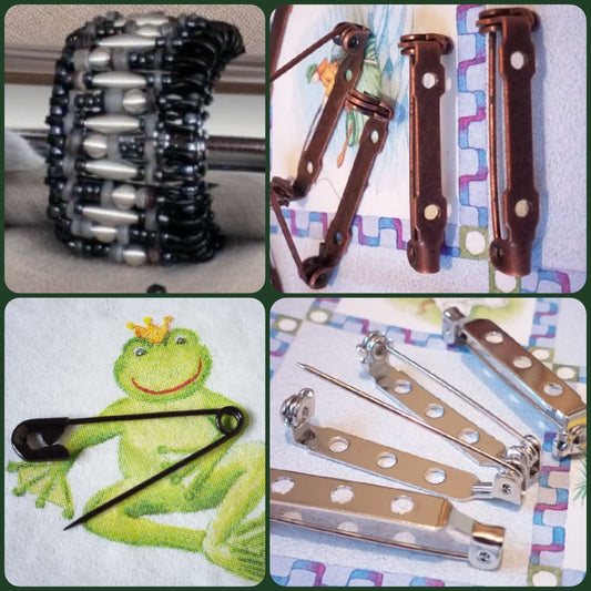 basi per spille componenti bigiotteria hobby creativi fai da te con barretta forata ago di sicurezza idea bracciale di perline con spilline