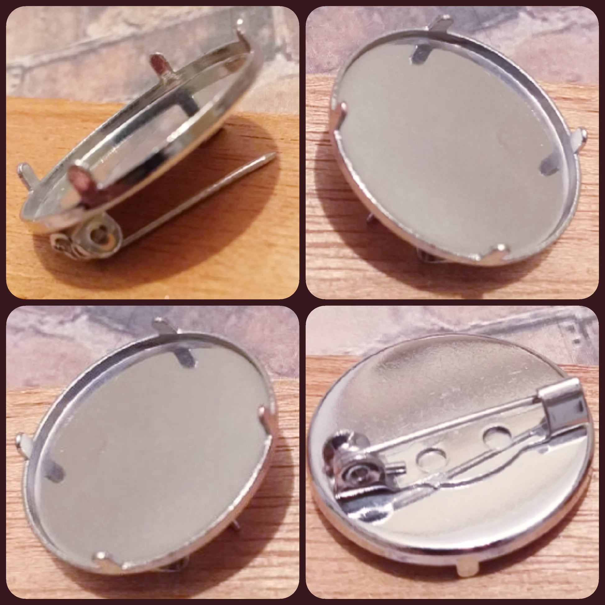 basi per spille fai da te bigiotteria creare perline e charms ciondoli metallo argento castone portacabochon