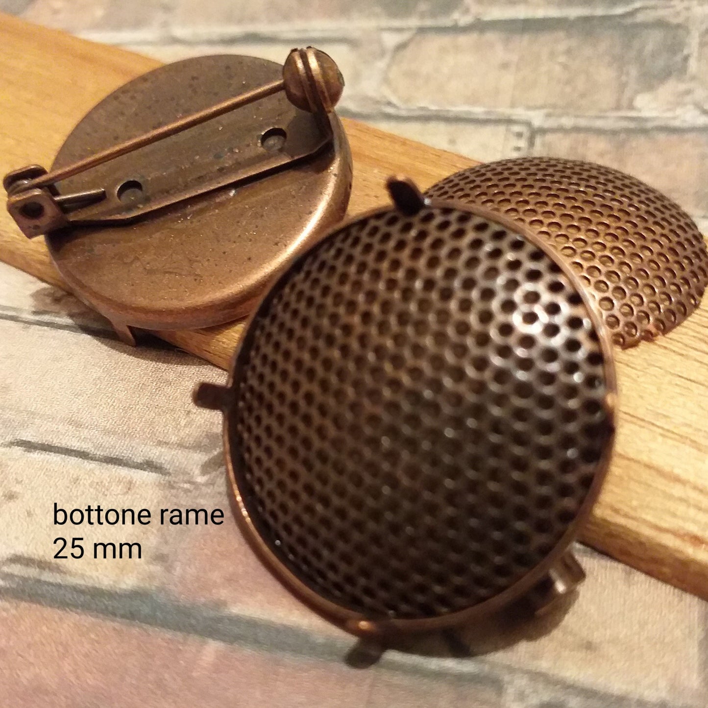 basi per spille fai da te bigiotteria creare perline e charms ciondoli metallo rame 4 clips bottone forato