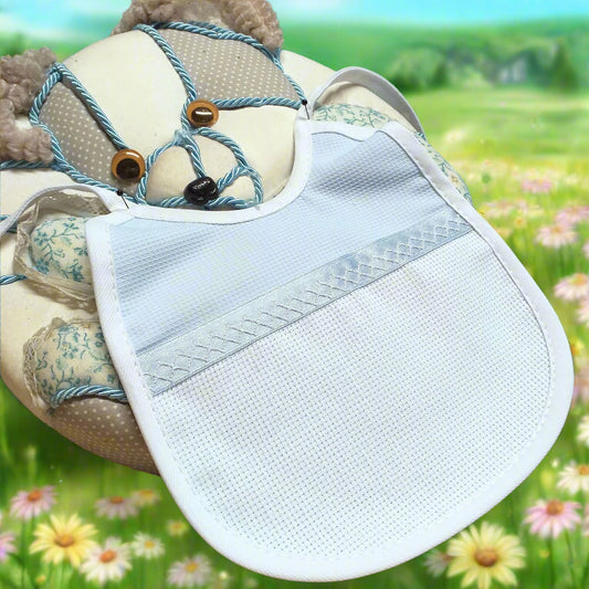 azzurro celeste per maschietto stock offerta vendita online bavaglini bambini neonati economici cotone nido d'ape pizzo bavette tela aida ricamo e punto croce da ricamare