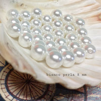 8 mm bianco perle vetro perlato cerate uso per bigiotteria collane bijoux gioielli fai da te grandi con foro da ricamo abbigliamento moda abiti da sposa