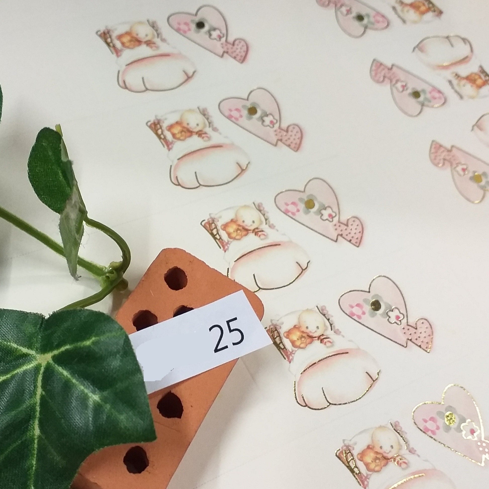 lettino orsetto cuore bimba rosa bigliettini bomboniere nascita Battesimo fai da te o stampati bebè baby-shower tema orso