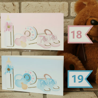 biberon ciuccio scarpine sonaglio rosa bimba celeste bimbo bigliettini bomboniere nascita Battesimo fai da te o da stampare