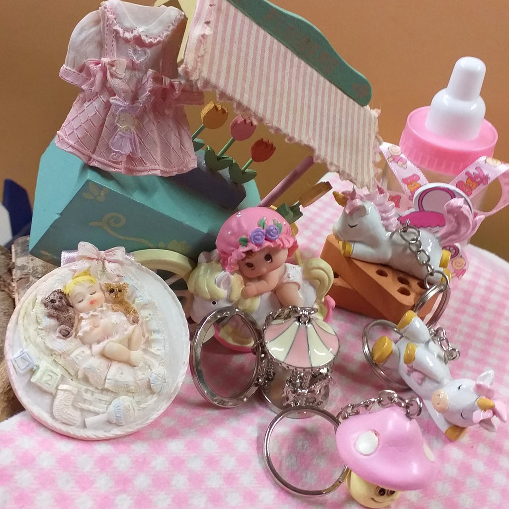 Set Premi Per Baby Shower 6 Pezzi - Bomboniere Giochi Con Accessori E Sacchetti Regalo