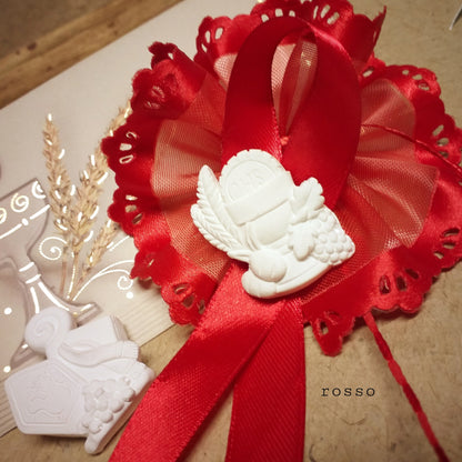 bomboniere € 1 comunione cresima gessetto mitria pastorale Calice Spighe uva coccarda confezionata nastro rosso uso per segnaposto chiudipacco confezioni regalo pensierini maestre catechiste ricordini religiosi sacri