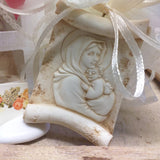 icona Maternità sacra religiosa Madonna rappresentazione pergamena per bomboniere nascita Battesimo Cresima matrimonio Comunione kit da confezionare fai da te