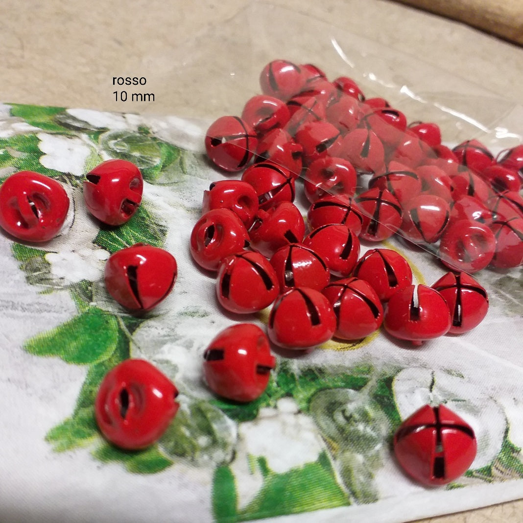 negozio sonagli campanellini metallo tintinnanti per addobbi pasquali decorazioni natalizie chiama angeli colore rosso 10 mm