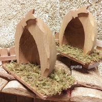 scultura miniatura grotta capanna in legno vuota per piccolo Presepe con statuine Natività mini