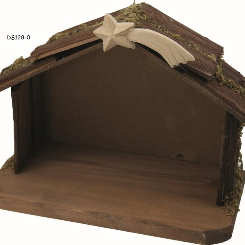 capanna vuota per Presepe Natività statuine piccole in legno sughero muschio con miniature stella cometa ideale statuette 8 cm medie