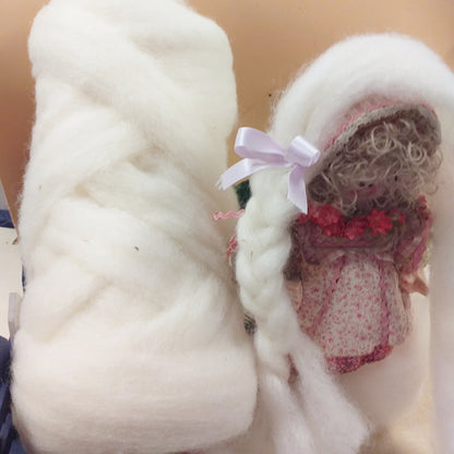 matassa lana fili sottili cardata idea creare capelli di bambole di stoffa pezza barba gnomi Natale folletti bosco parrucca acconciatura fate della neve angeli angioletti