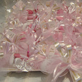 vassoio caramelle plexiglass bomboniere Comunione portachiavi metallo cordoncino perline albero della vita rosa bianco fucsia