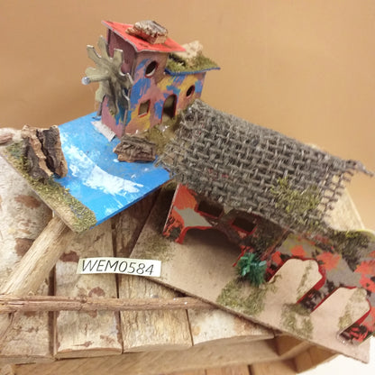 case colorate casolare agricolo mulino fiume presepe fai da te stile napoletano ambienti per scenari base legno cartone tetto juta sughero finestrelle porte per lucine da illuminare