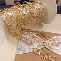 catene metallo oro dorate anellini groumette 16 mm uso costruire manici borse uncinetto artigianali catenella per tracolla borsette mare estive spiaggia