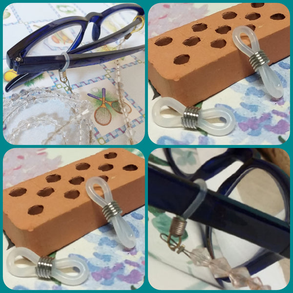 Gommini Terminali con pallina in acciaio connettori per catenelle occhiali  4 x 20 mm 10 pz