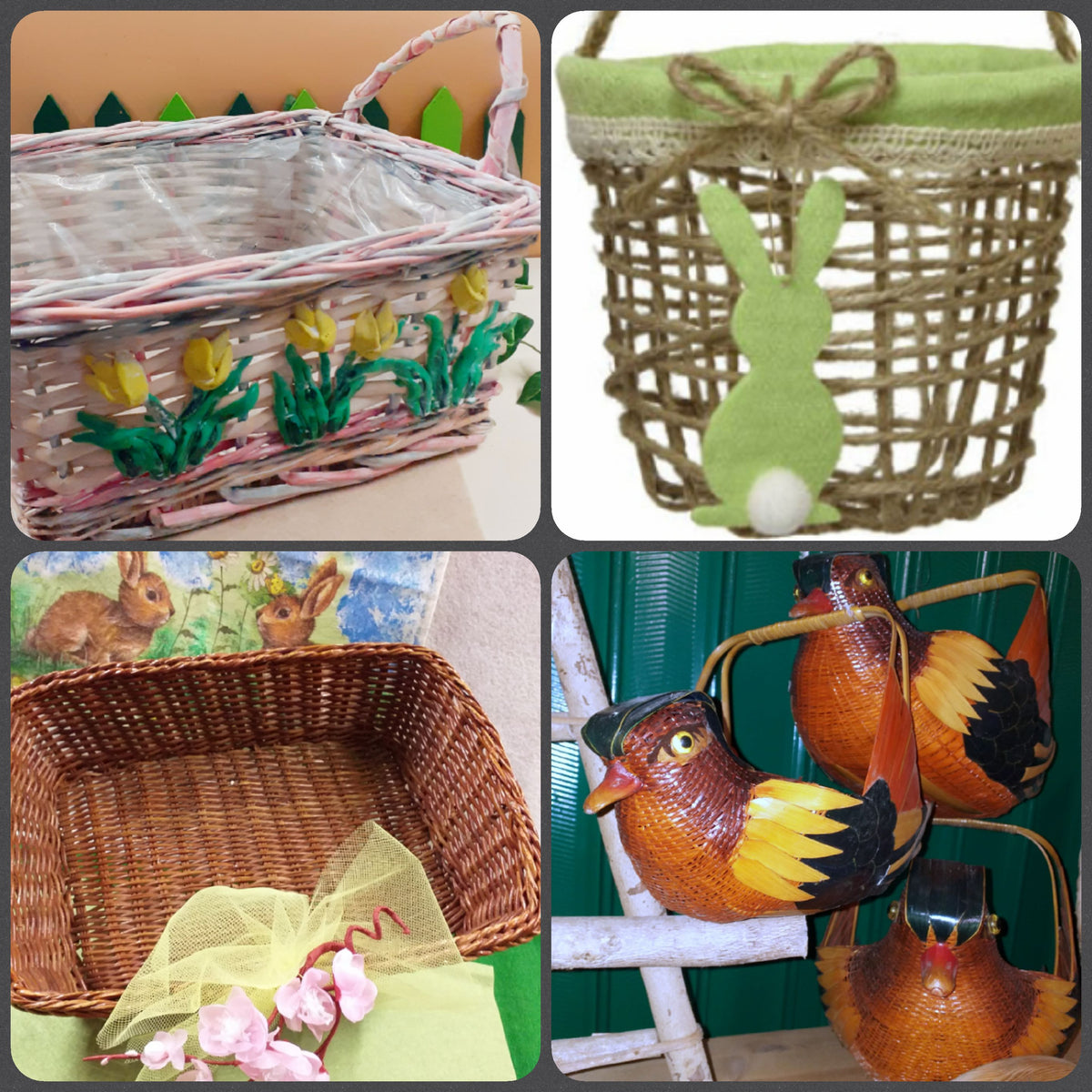 cestini pasquali a forma di gallina - set da 2 pezzi color bianco cestini pasquali a forma di gallina - set da 2 pezzi color bianco