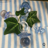 offerta Q lotto 4 oggetti forma ciuccio bebè shop online negozio ricordini oggettini regalini bomboniere baby shower nascita Battesimo assortimento bimbo maschietto celeste azzurro