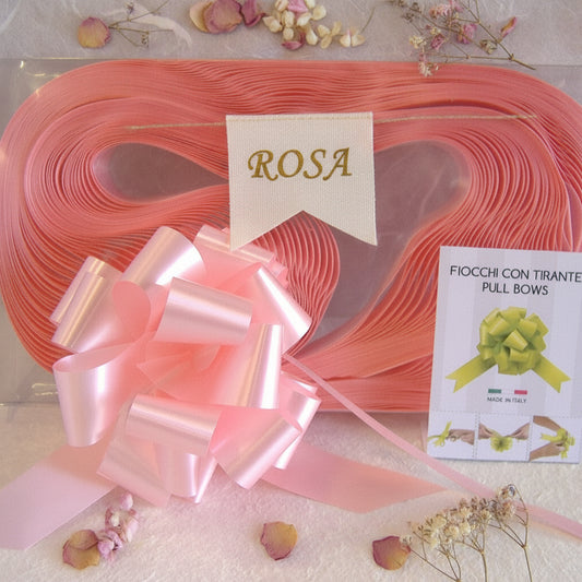 coccarde rosa matrimonio fai da te fiocchi auto sposi invitati addobbi allestimento confettata ad uso packaging vetrinistica comunione battesimo compleanno anniversario