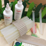 prodotti idrosolubili su carta in flacone, bastoncini termofusibili stick di termocolla a caldo multiuso per hobby creativi bricolage legno cartone stoffa feltro pannolenci