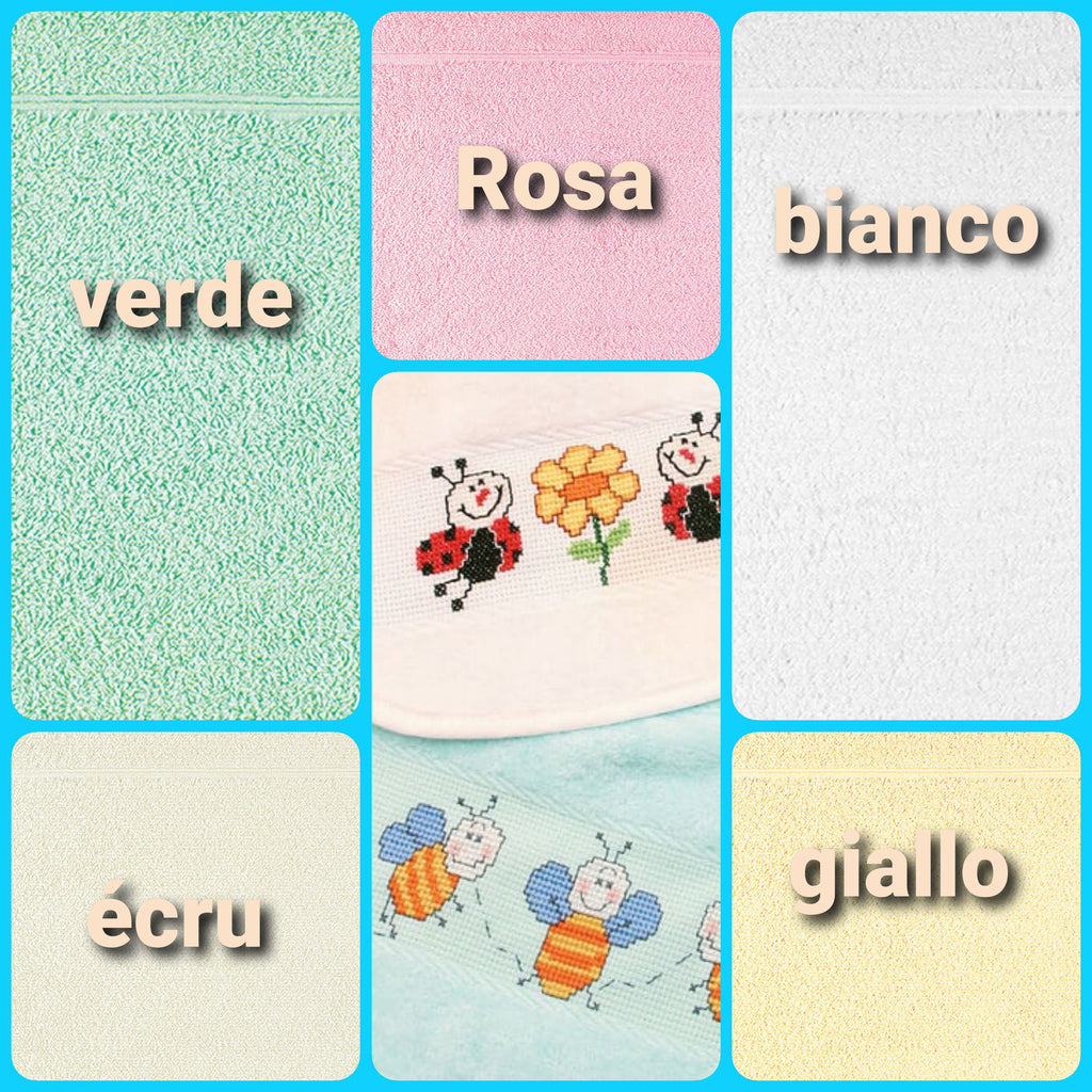 Bavaglini Da Ricamare Bubabù - Confezione Da 6 Pezzi In Cotone Etamine 100%, Misure 21x21 Cm, Made In Italy