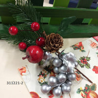 pick frutta uva ramo pino abete bacche rosse mela pigna composizioni floreali miste artificiali uso fai da te centrotavola chiudipacco regalo natalizio ghirlande fuoriporta