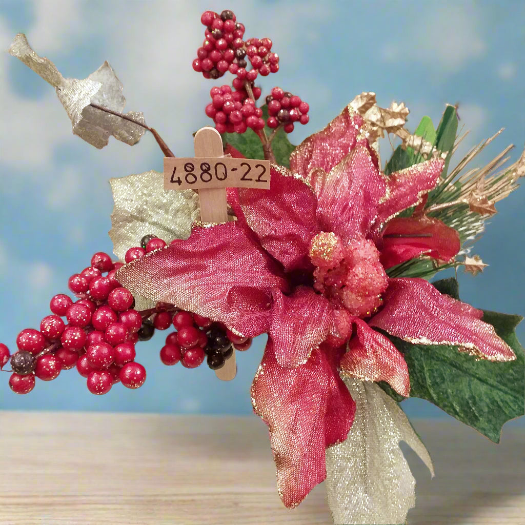 bacche rose edera pino frutta fiori stella di Natale foglie brillantini chiudipacco regalo pick rami artificiali uso fai da te composizioni floreali miste artificiali centrotavola ghirlande fuoriporta natalizie