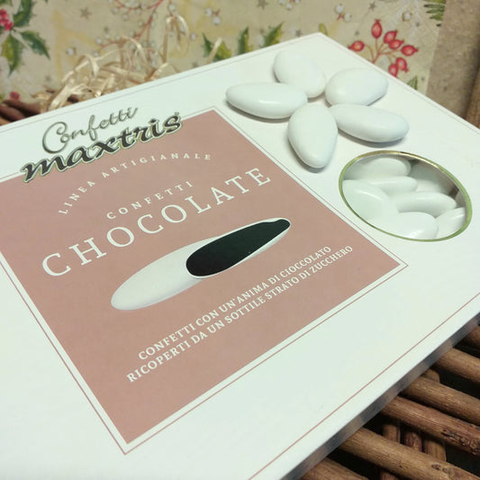 linea artigianale confetti cioccolato maxtris bianchi chocolate fondente per fai da te bomboniere e confettata consigliati anniversario matrimonio battesimo cresima prima comunione