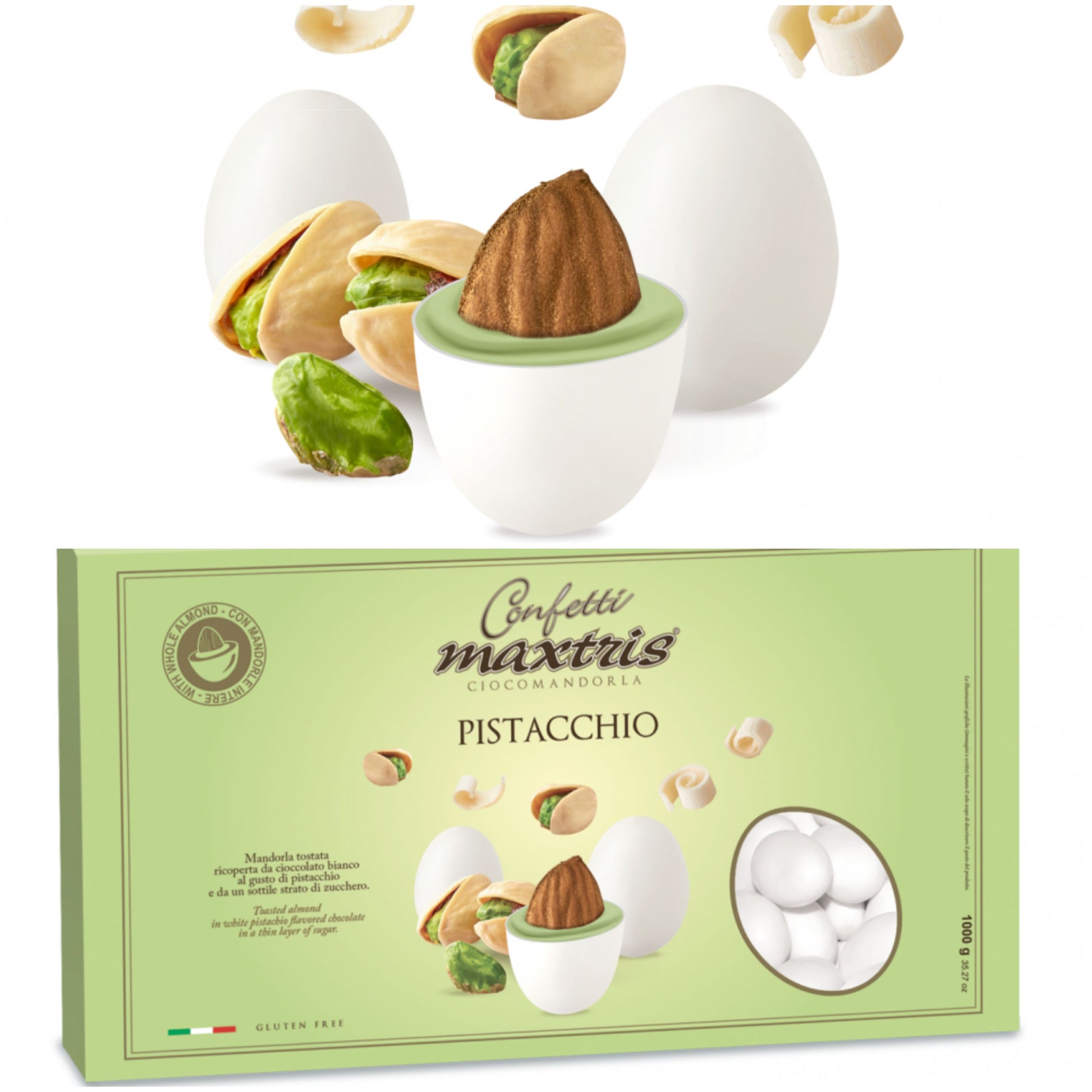 pistacchio cioccolato bianco e mandorla cioccomandorla confetti gusti misti frutta uso confettata matrimonio battesimo cresima comunione compleanno fai da te bomboniere