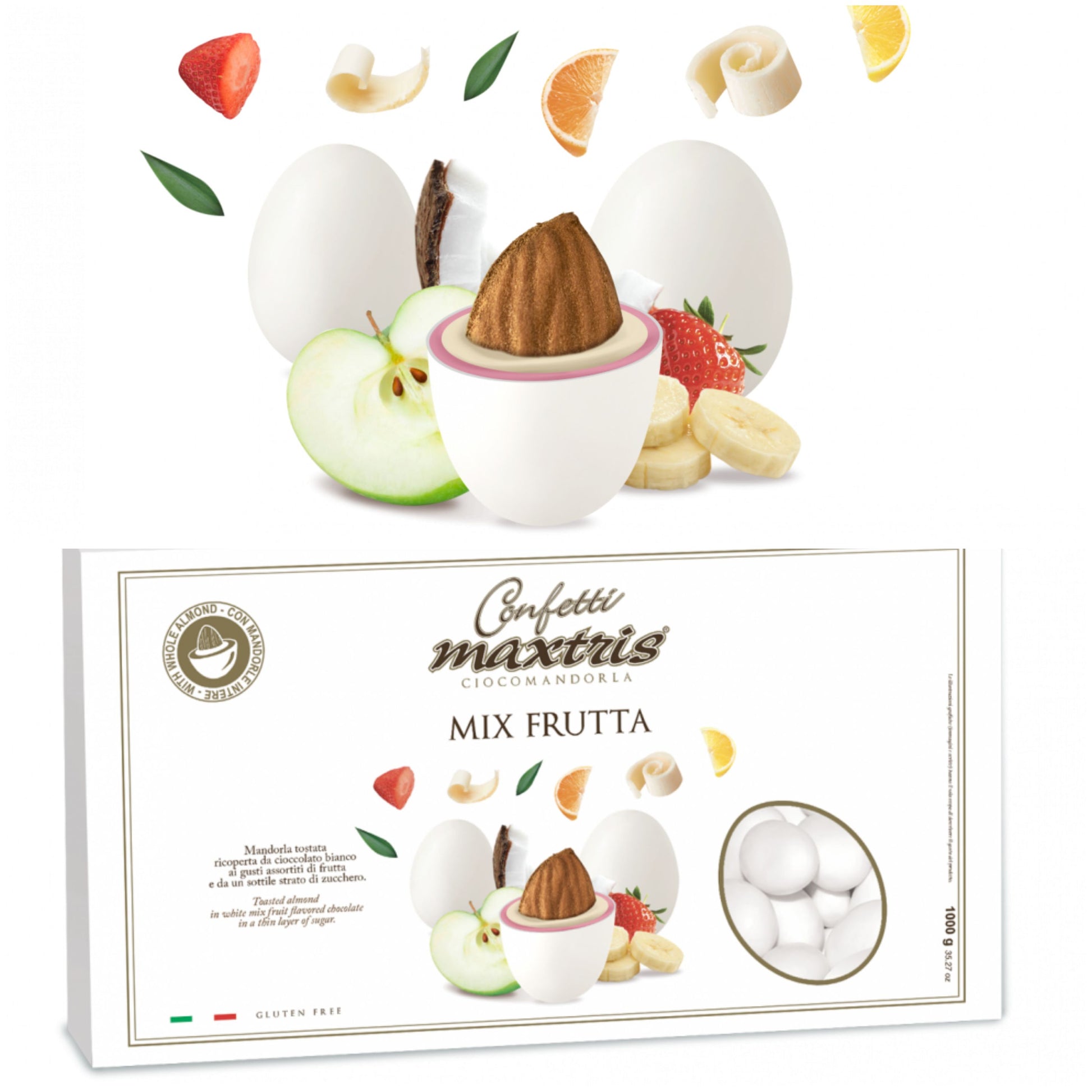 bianchi mix cioccolato bianco e mandorla cioccomandorla confetti gusti misti frutta uso confettata matrimonio battesimo cresima comunione compleanno fai da te bomboniere