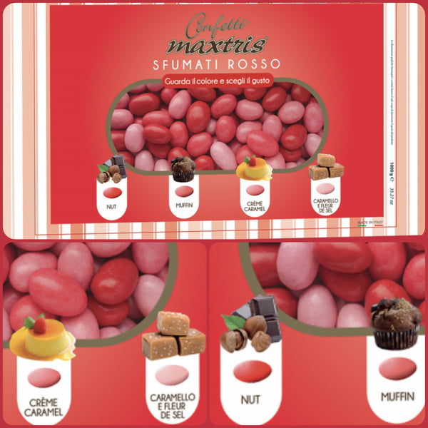 Confetti laurea rossi cioccolato Maxtris mandorla e gusti dragées