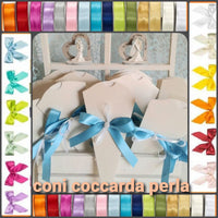 colori fiocchi coni portariso matrimonio portaconfetti confezionati per sposi battesimo comunione con coccarda e perla