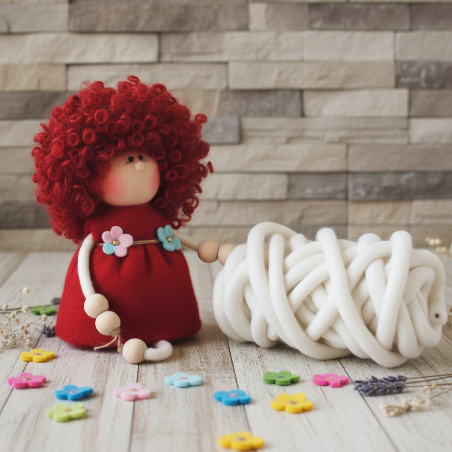 creare bambole natale gnomo bamboline stoffa pezza pigotte con corda cordone di lana feltro bianca per realizzare braccia  e gambe