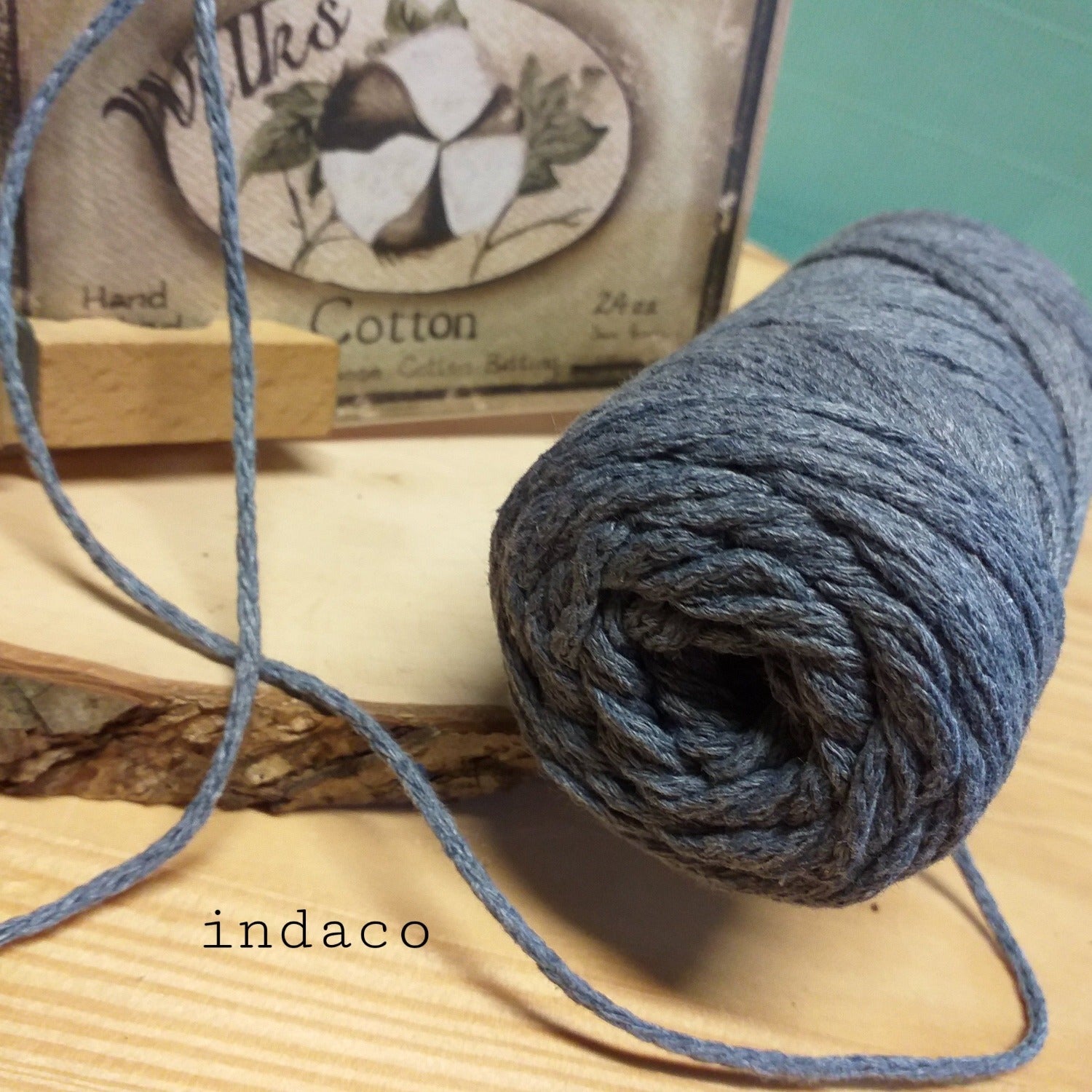 cordino blu indaco corda My macramè filato cotone filo cordoncino 2 mm Stafil uso nodi tende borse uncinetto decorazioni wall-art parete gioielli bigiotteria tappeto coperta