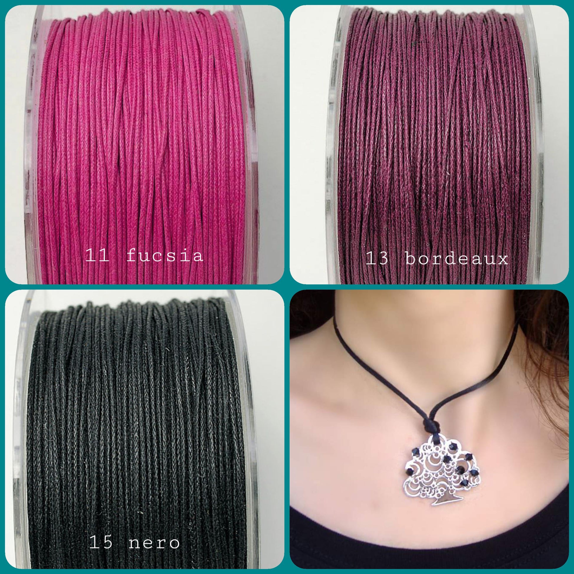 100 Cordoncini Cerati Per Collane, 1,5 Mm, Regolabili, Cerati 100 Cordoncini Cerati Per Collane, 1,5 Mm, Regolabili, Cerati