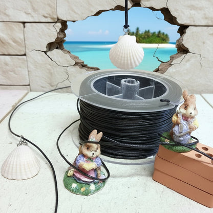 cordoncino cotone cerato colore nero vendita rotolo cordini uso fai da te bijoux bigiotteria con ciondoli lavori creativi uncinetto laccio collane gioielleria nodi scoubidou collane conchiglia