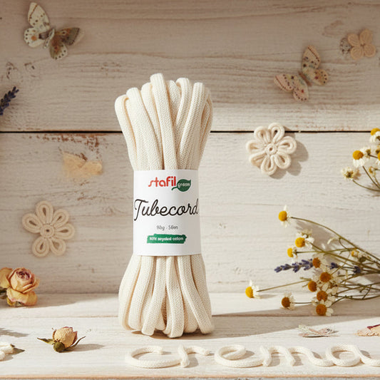 crema cordoncino tubolare corda da riempire di filo modellabile tubecord stafil green tricotin pronto per creare scritte nomi decorazioni fiori farfalle